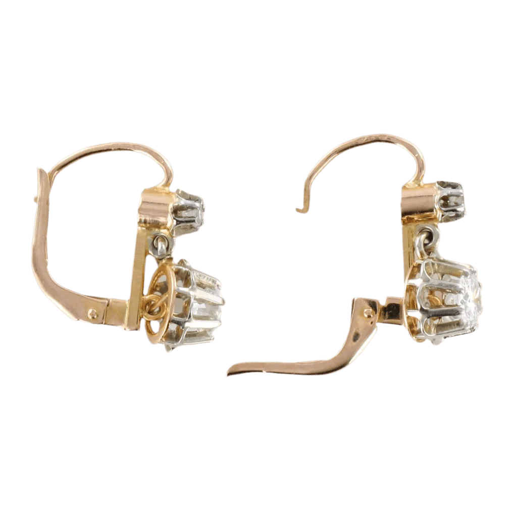 Earrings Sleepers in rose gold, white gold and diamonds - Image 5