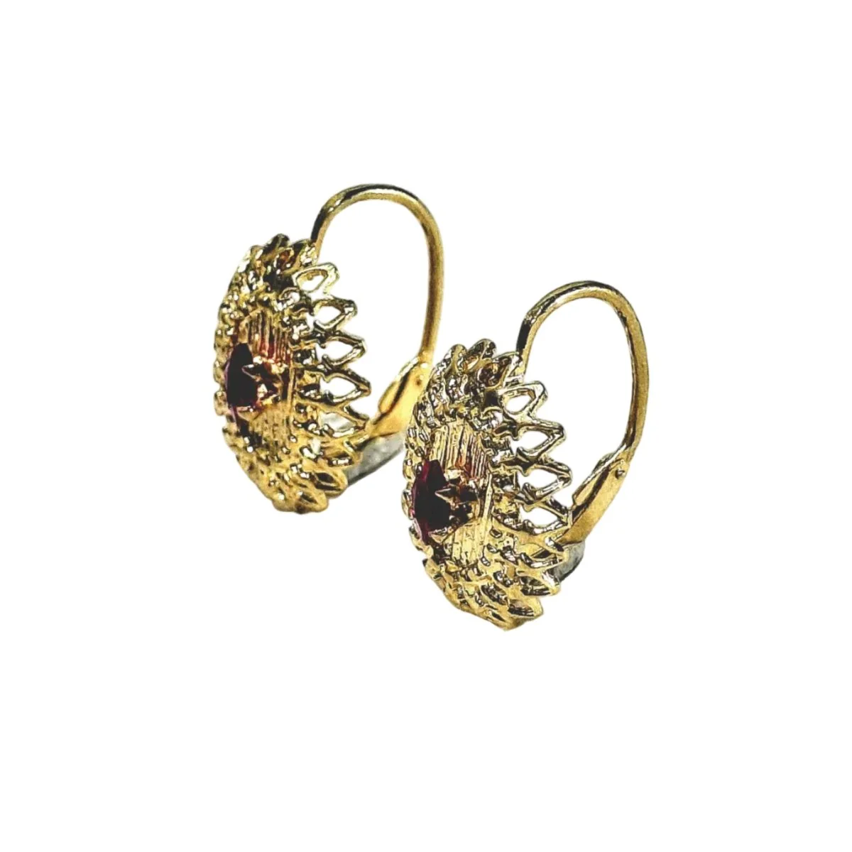 Sleeper earrings in yellow gold and rubies - Image 3