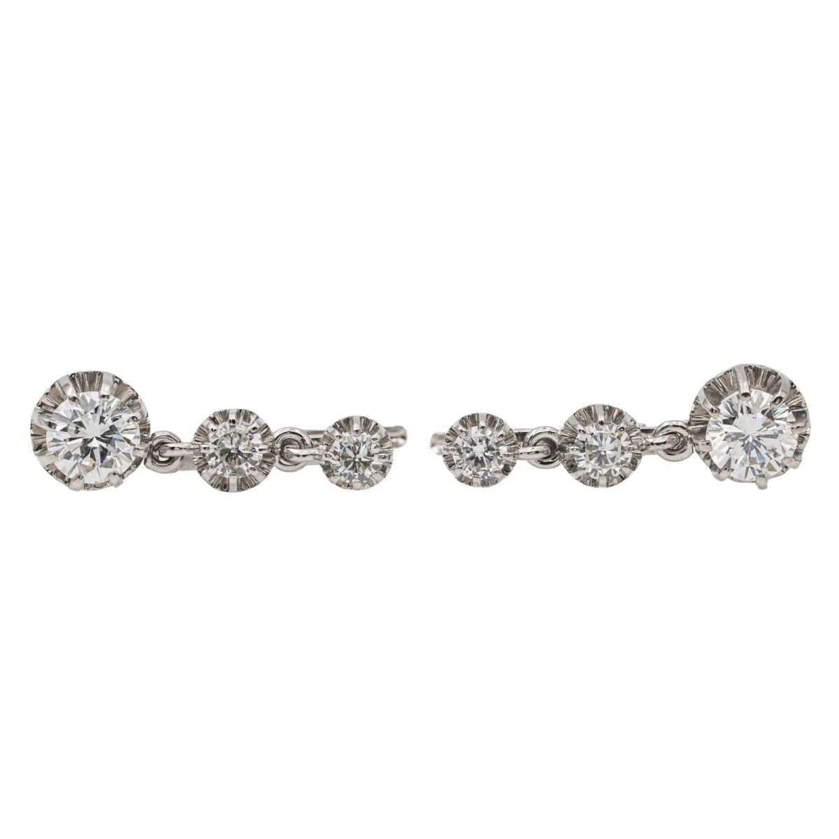 Dormeuses earrings White gold Diamond - Image 2
