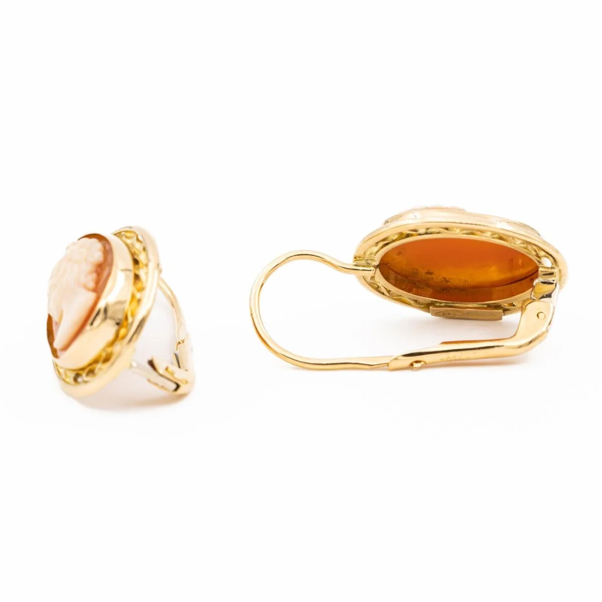 Sleeper Earrings Yellow Gold Agate - Image 4