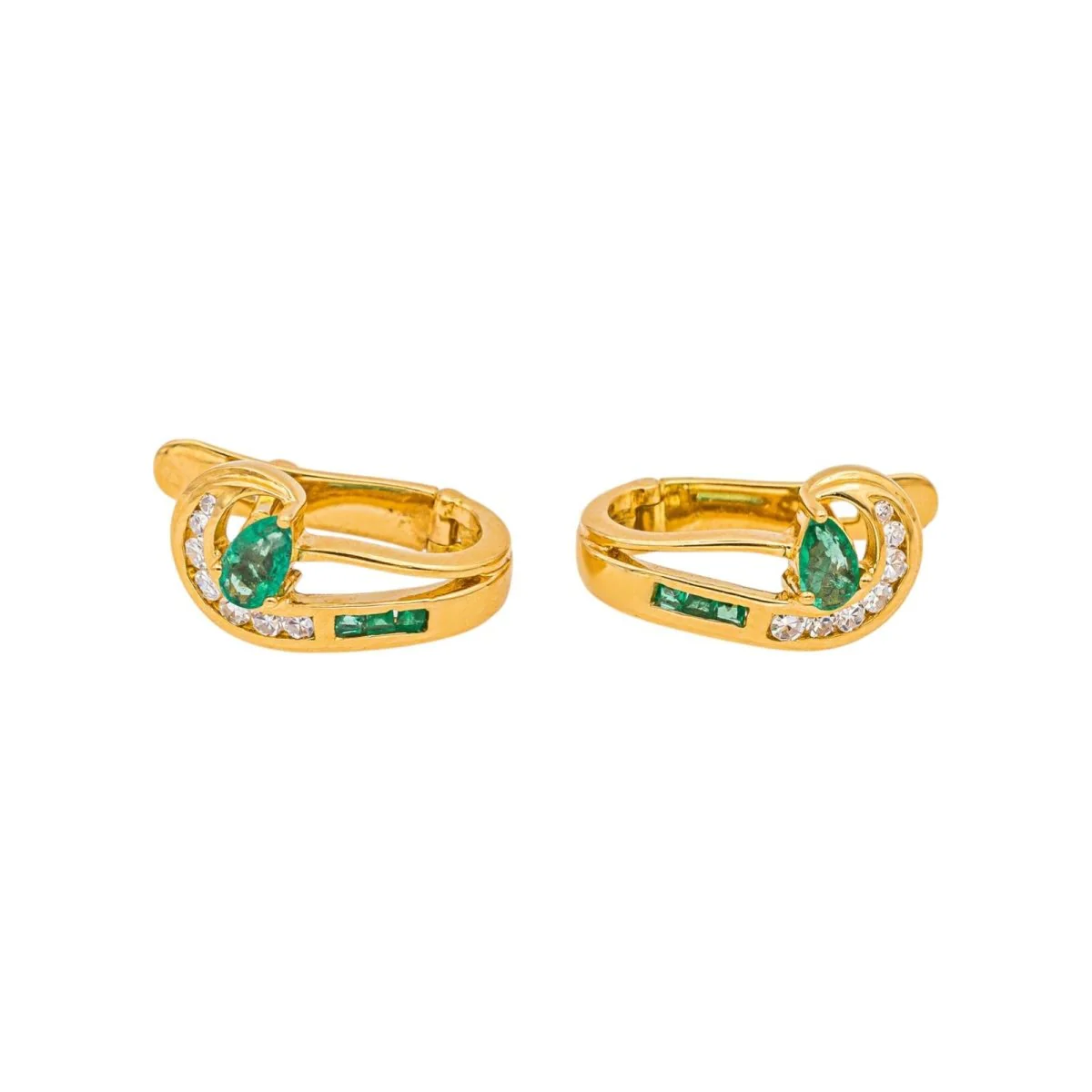 Lever-back earrings Yellow gold Emerald - Image 10