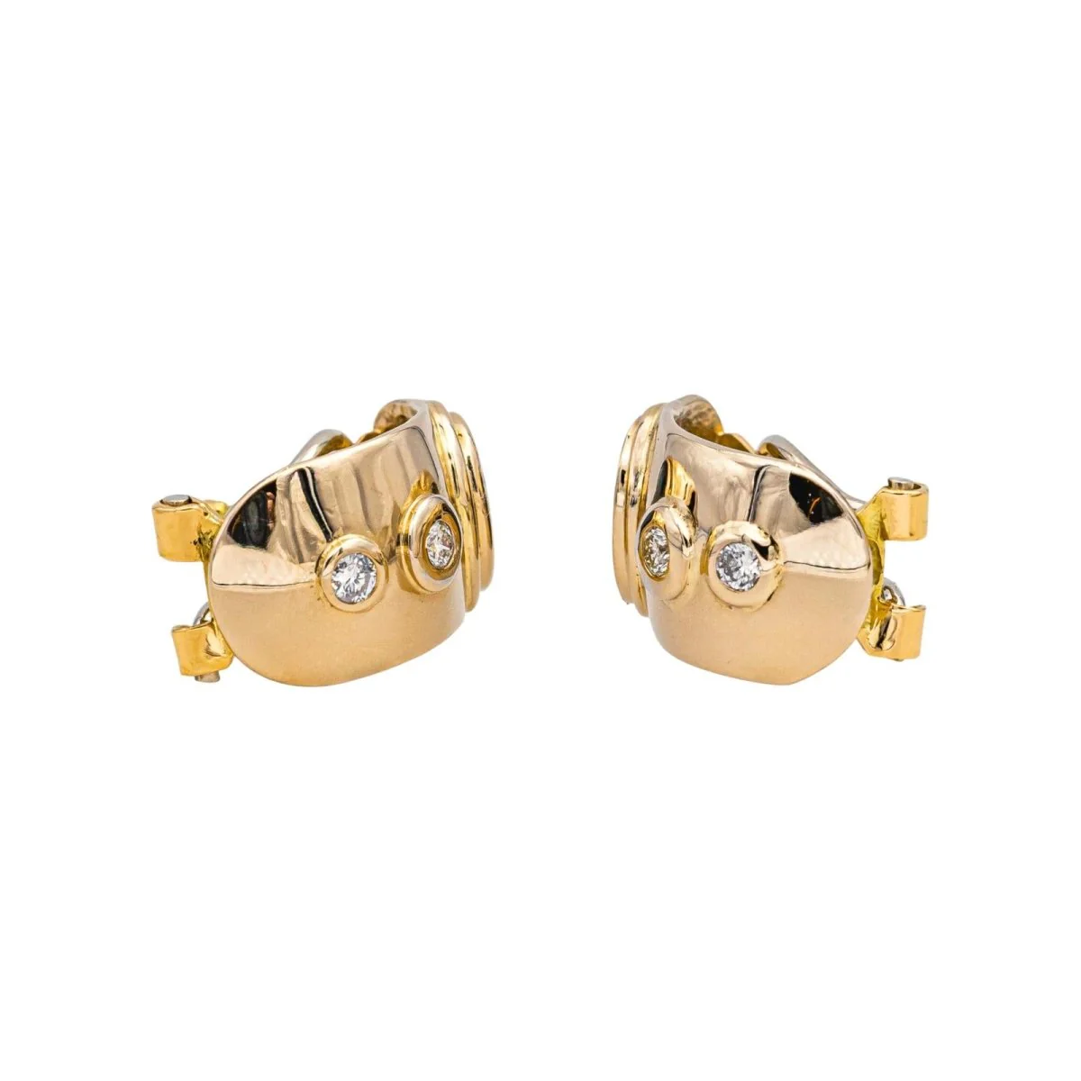 Earrings Sleeper in yellow gold, sapphires and diamonds - Image 4