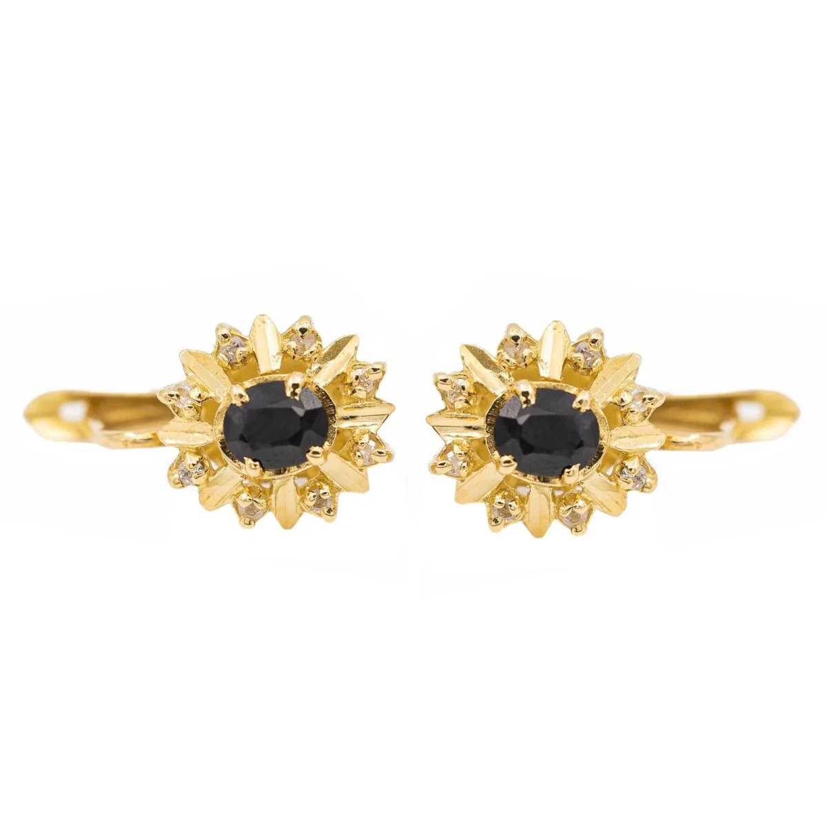 Yellow Gold Sapphire Sleeper Earrings - Image 3