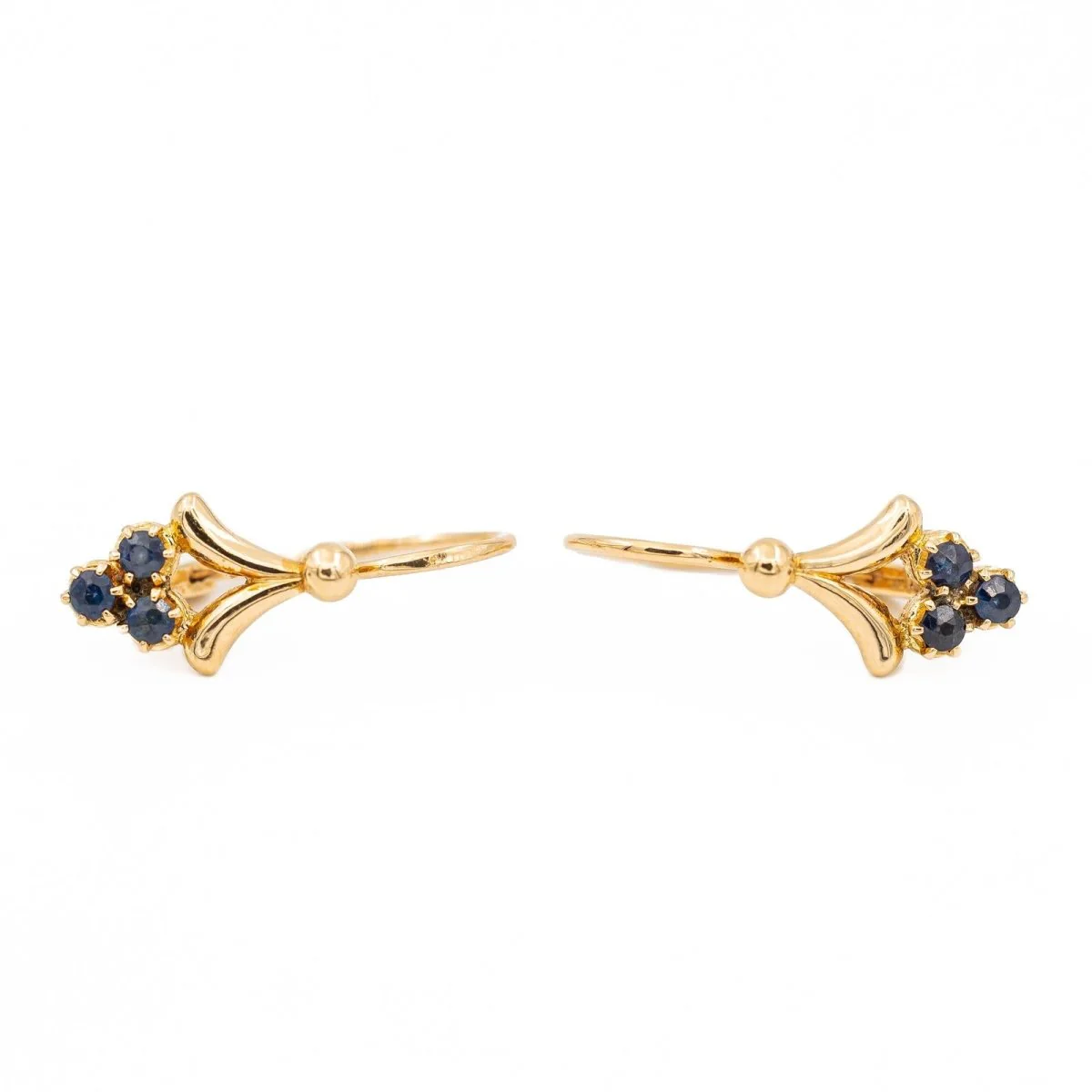 Yellow Gold Sleeper Earrings Sapphire - Image 3