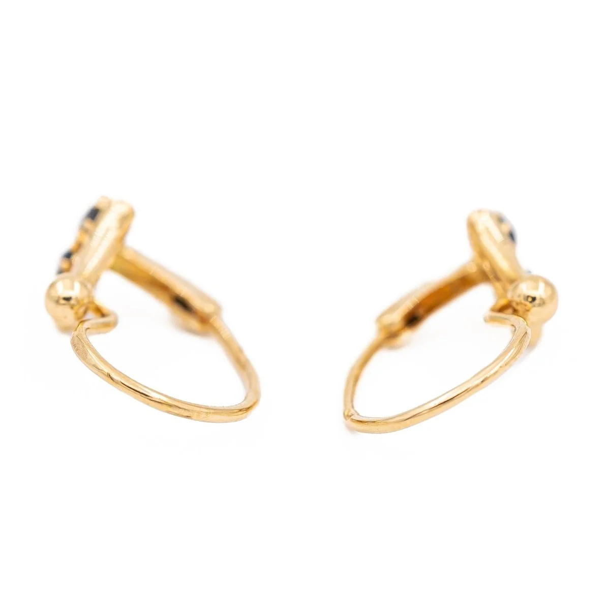 Yellow Gold Sleeper Earrings Sapphire - Image 5