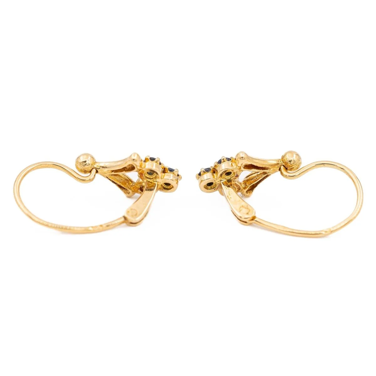 Yellow Gold Sleeper Earrings Sapphire - Image 6