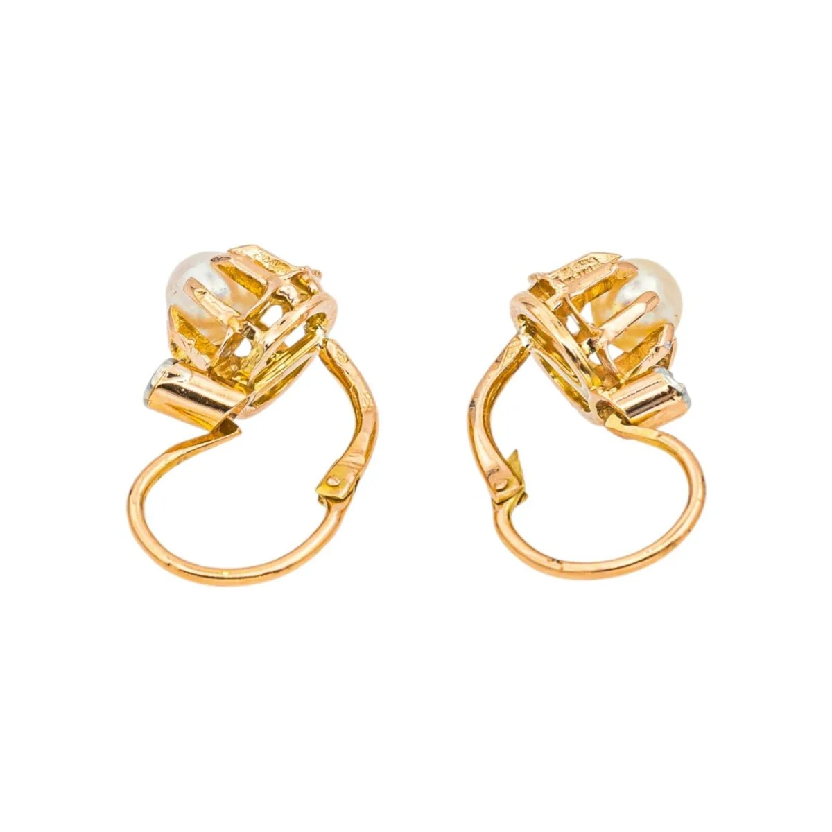 Earrings Pink gold sleepers Pearl - Image 6
