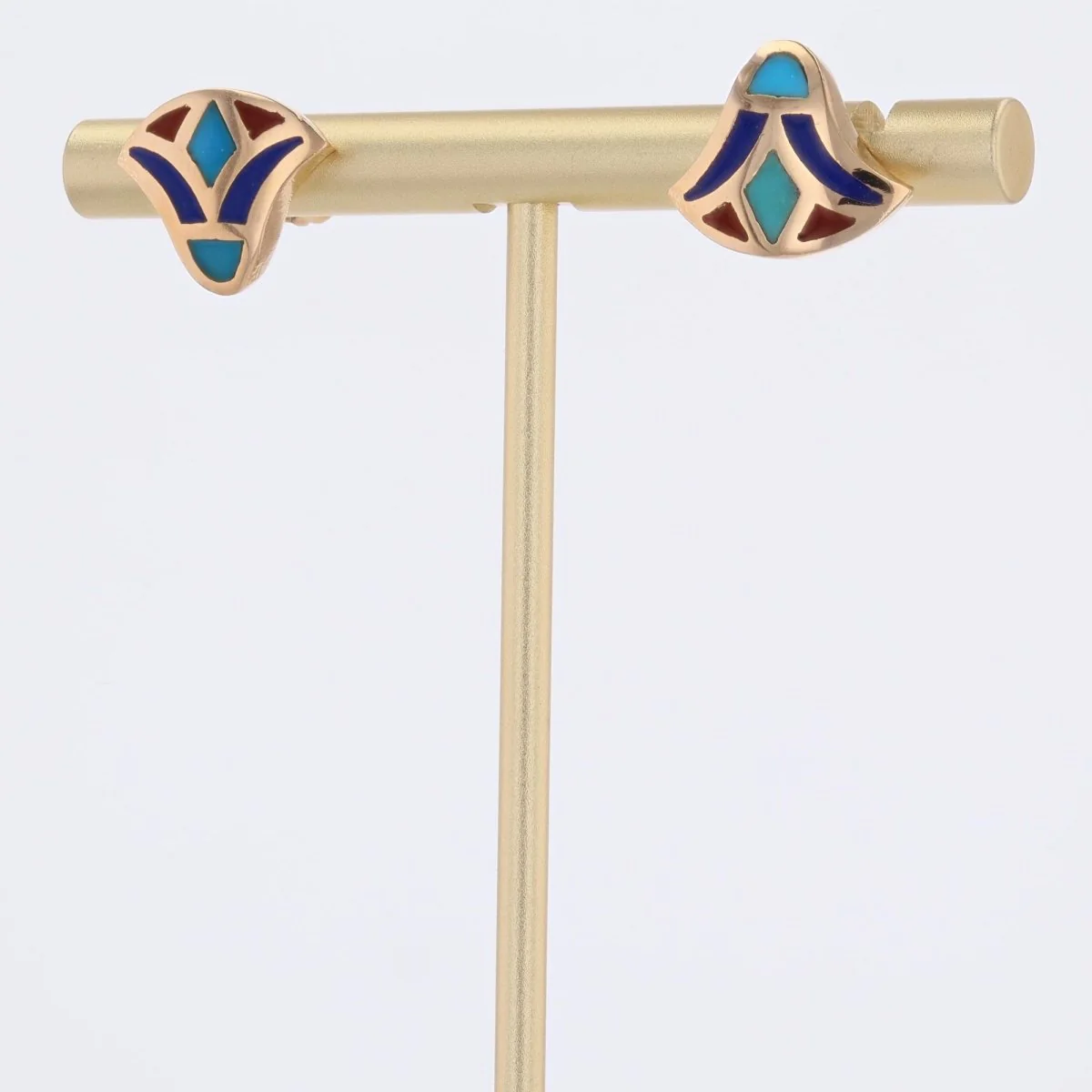 Earrings Egyptian in yellow gold and enamel - Image 4