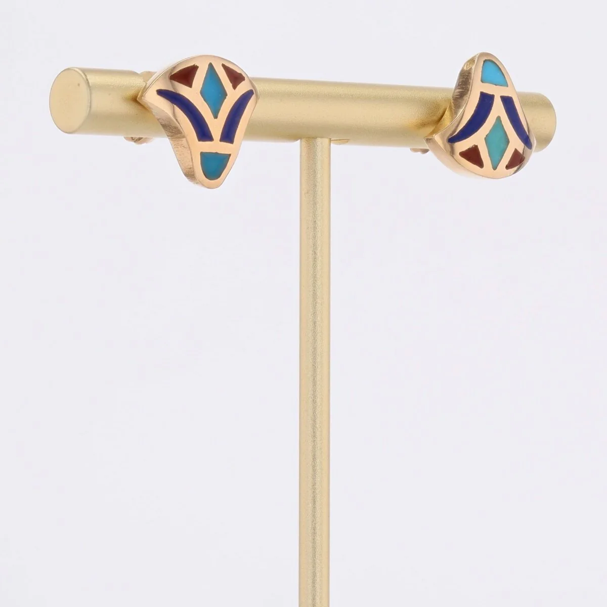 Earrings Egyptian in yellow gold and enamel - Image 5