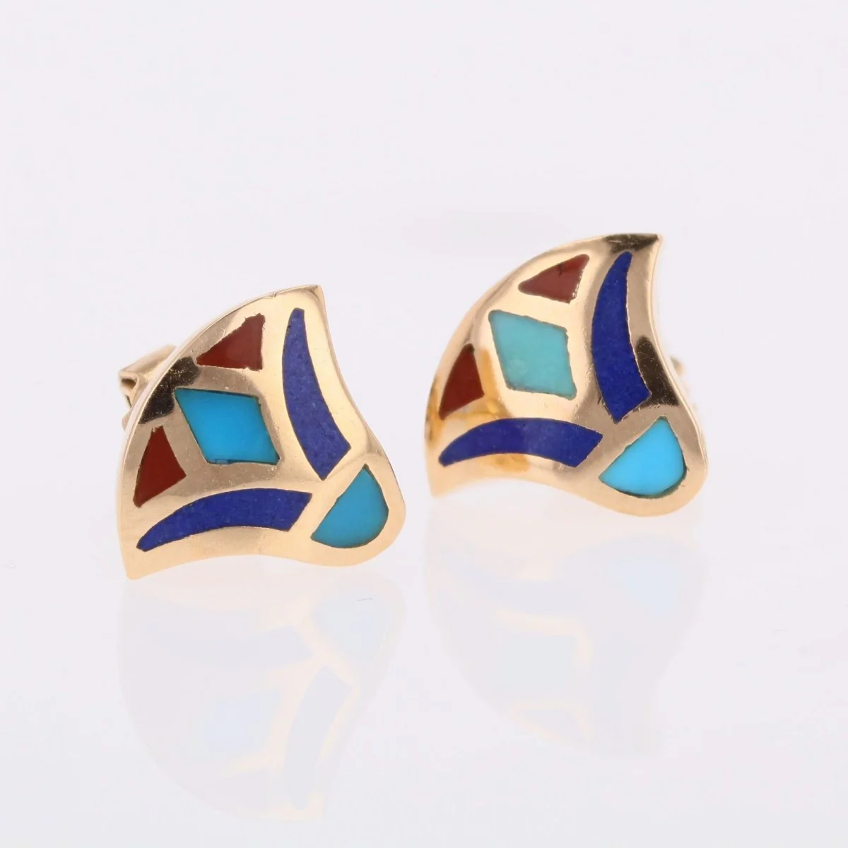 Earrings Egyptian in yellow gold and enamel - Image 7