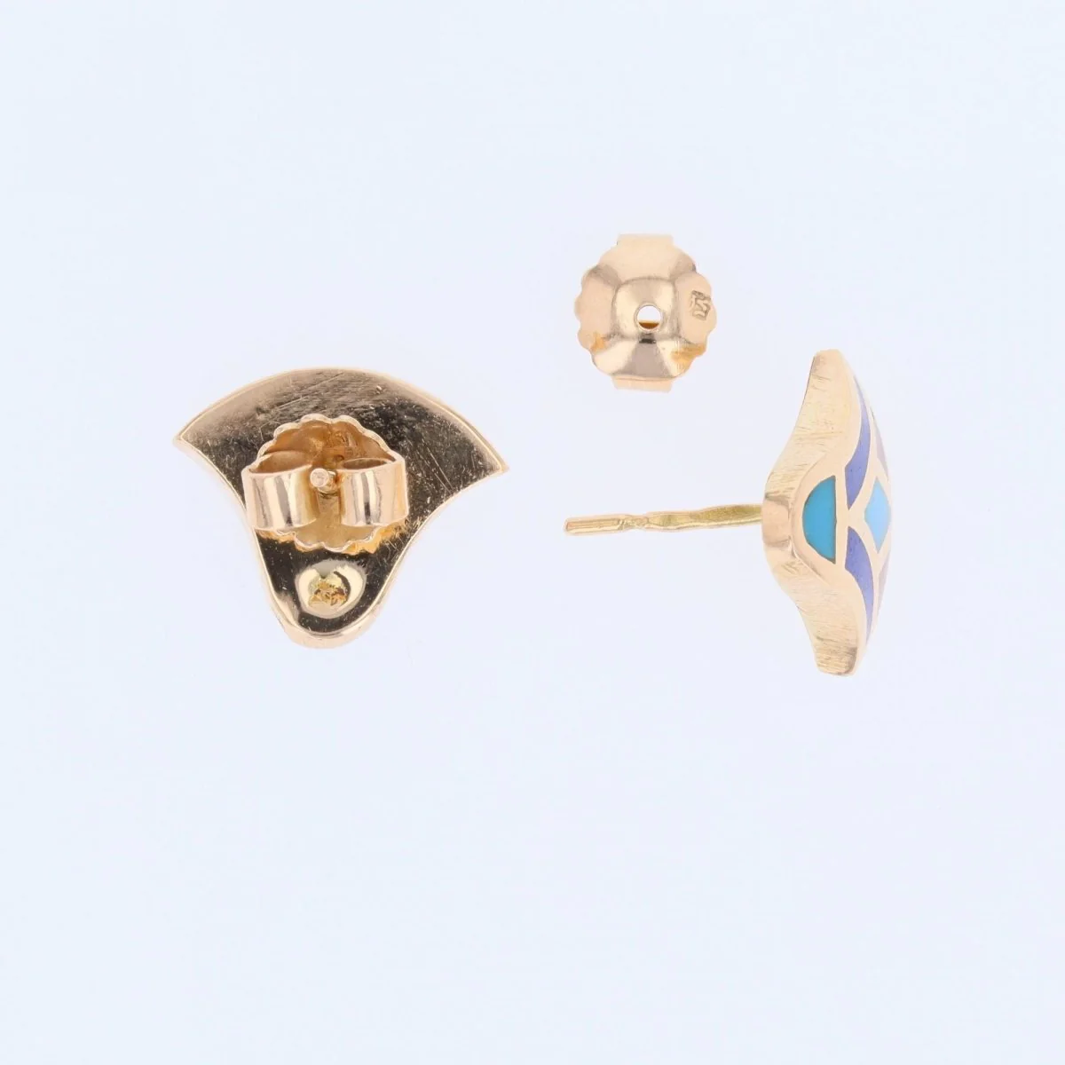 Earrings Egyptian in yellow gold and enamel - Image 8