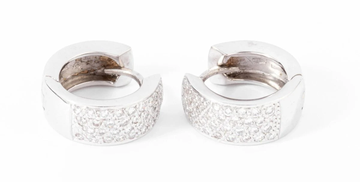 Half hoop earrings in white gold and diamond - Image 3