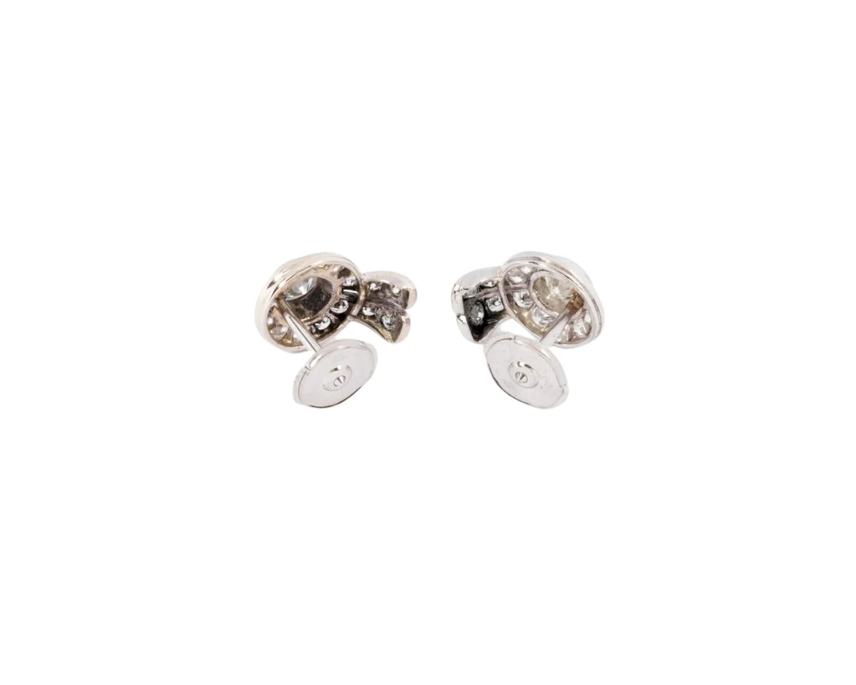 Diamond and platinum earrings - Image 3