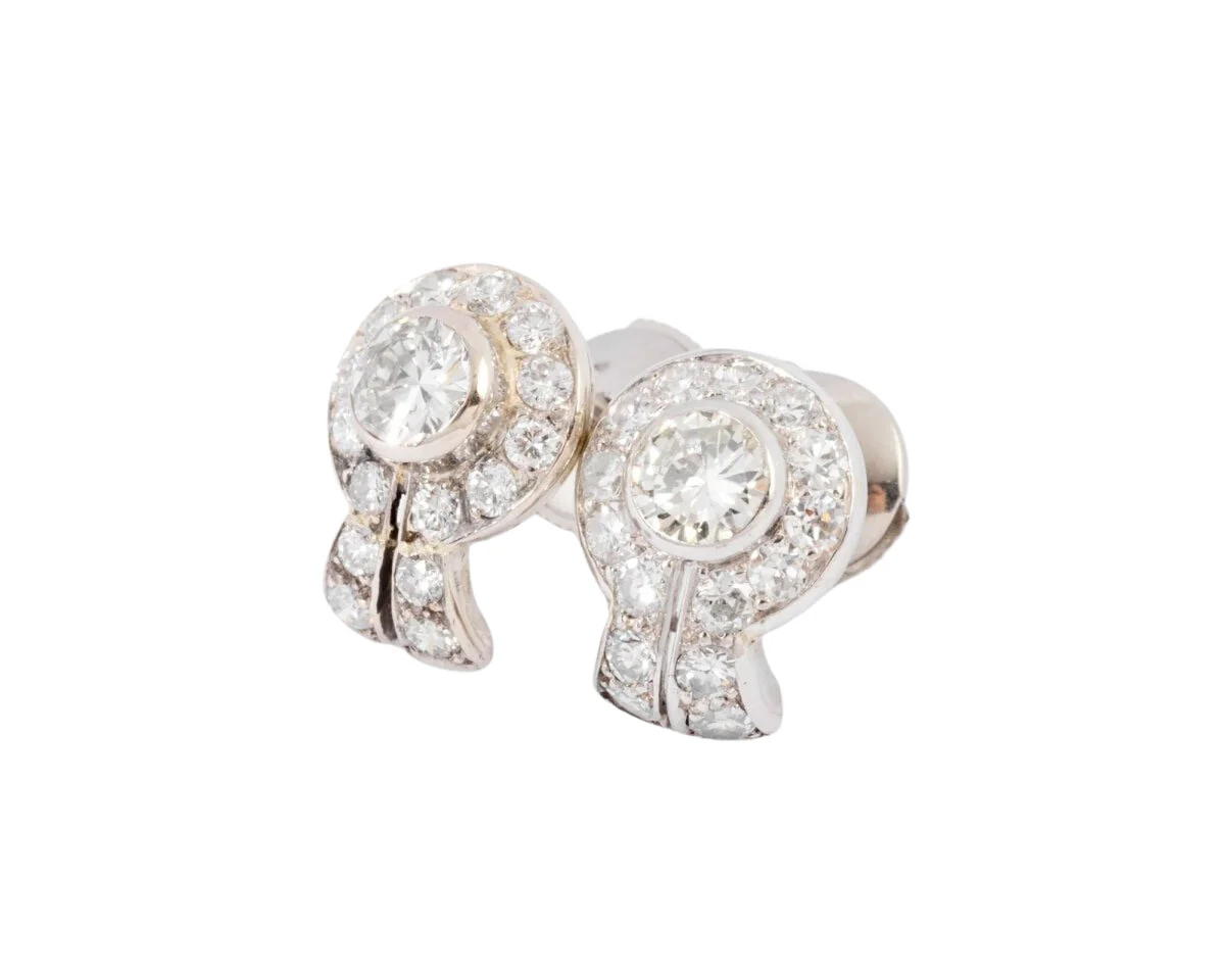 Diamond and platinum earrings - Image 4