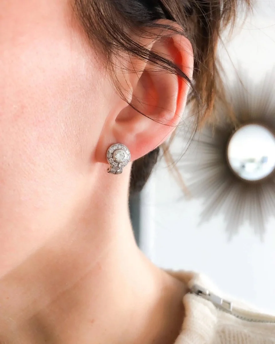 Diamond and platinum earrings - Image 5