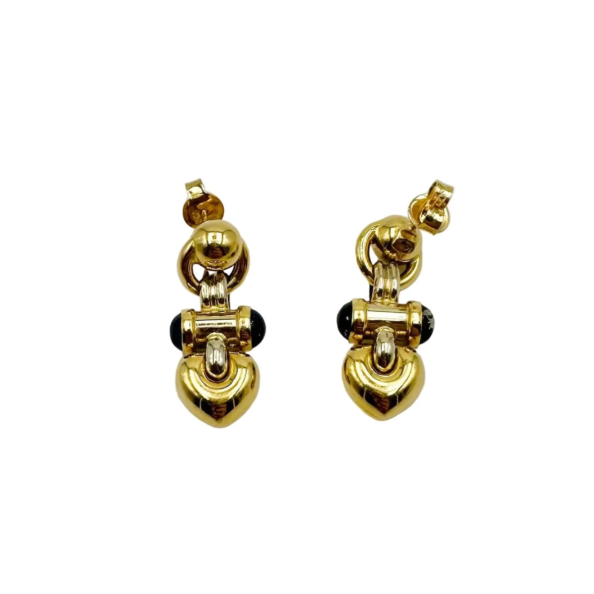 Yellow gold and lapis lazuli earrings - Image 2