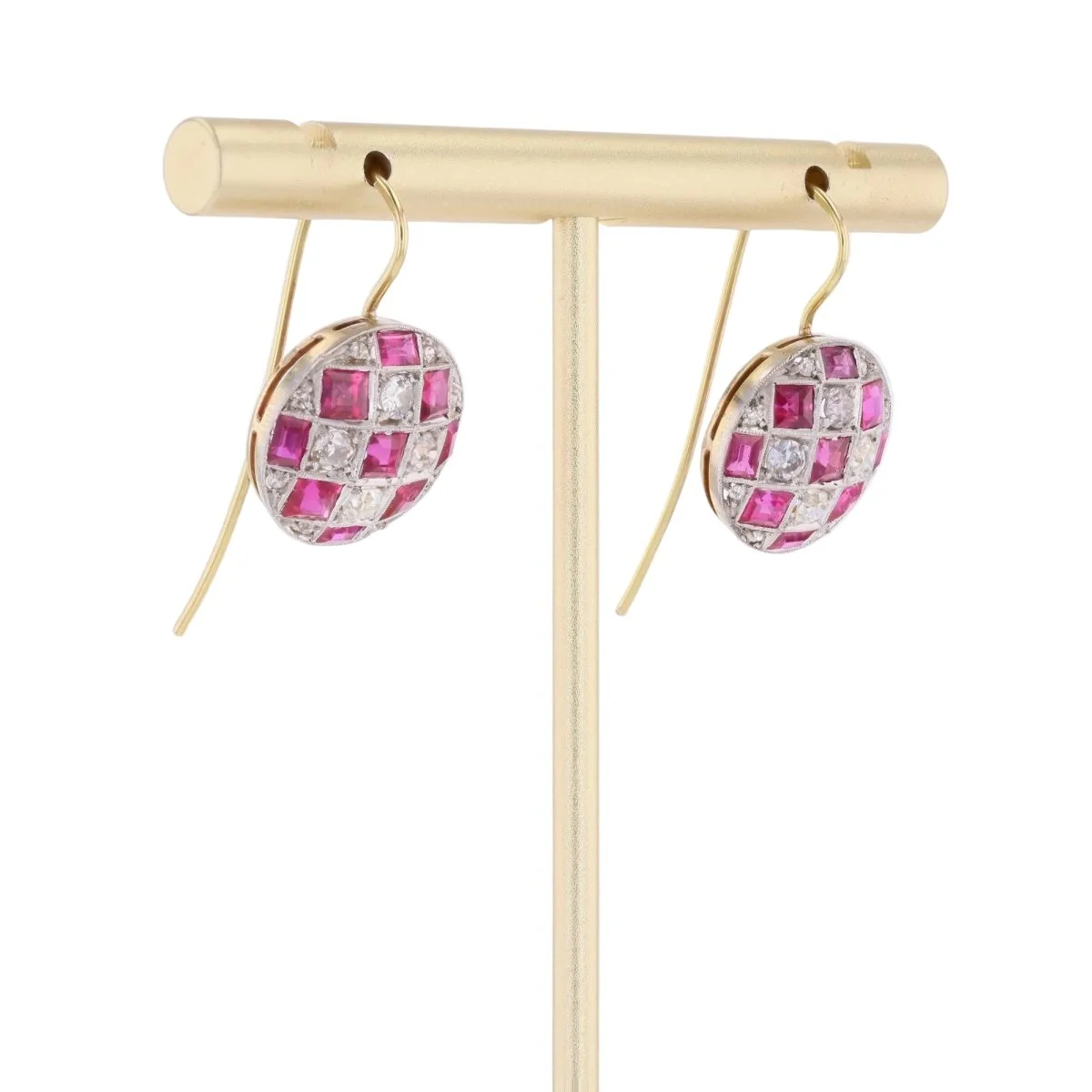 Earrings in yellow gold, Platinum, Rubies, and Diamonds - Image 4