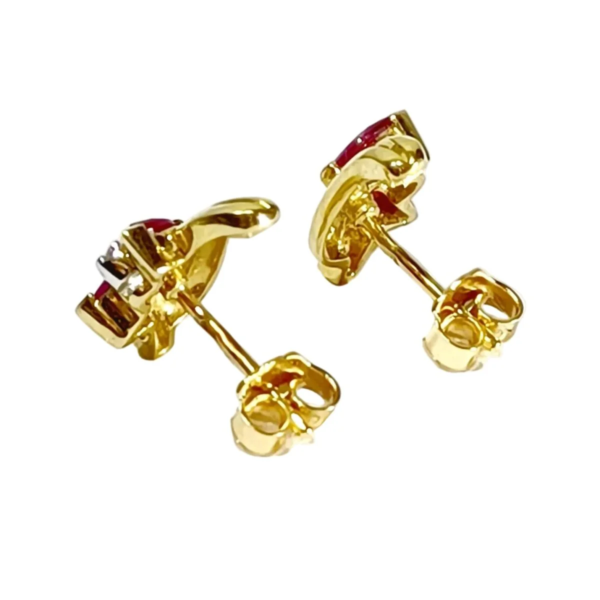 Earrings in yellow gold, rubies and diamonds - Image 5