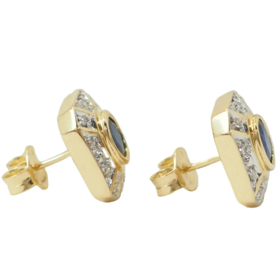 Earrings in yellow gold, sapphires and diamonds - Image 4
