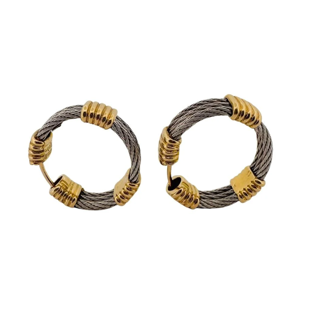 FRED "Force 10" earrings in yellow gold and steel - Image 2