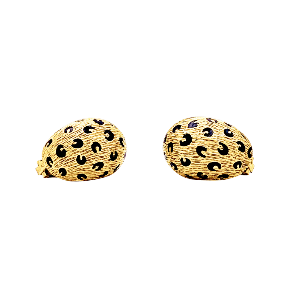 Boucles d'oreilles Clips FRED "Léopard" en or jaune et émail - Image 4