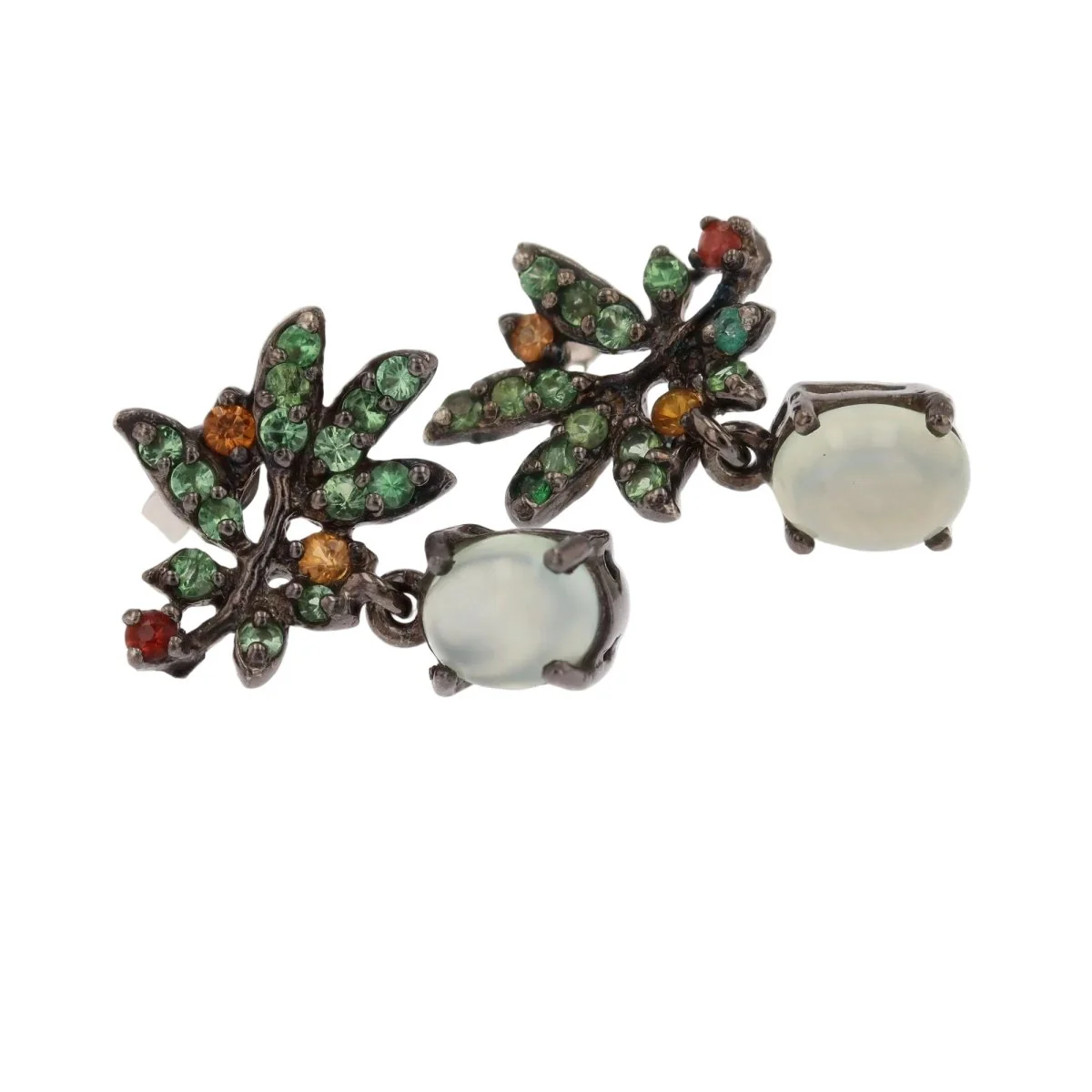 Earrings prehnite garnets on silver blackened - Image 3