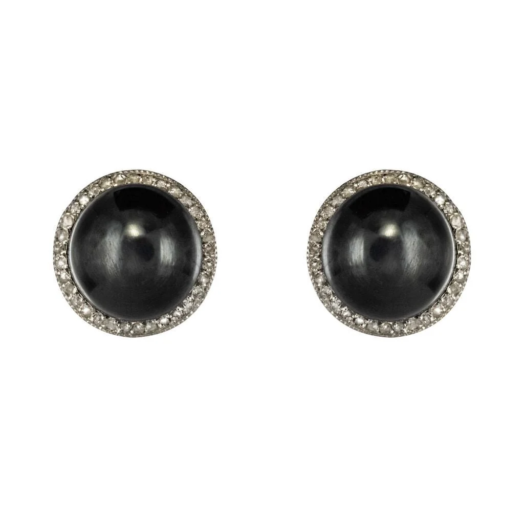 Earrings Fleas in yellow gold, paltinium, hematite and diamonds