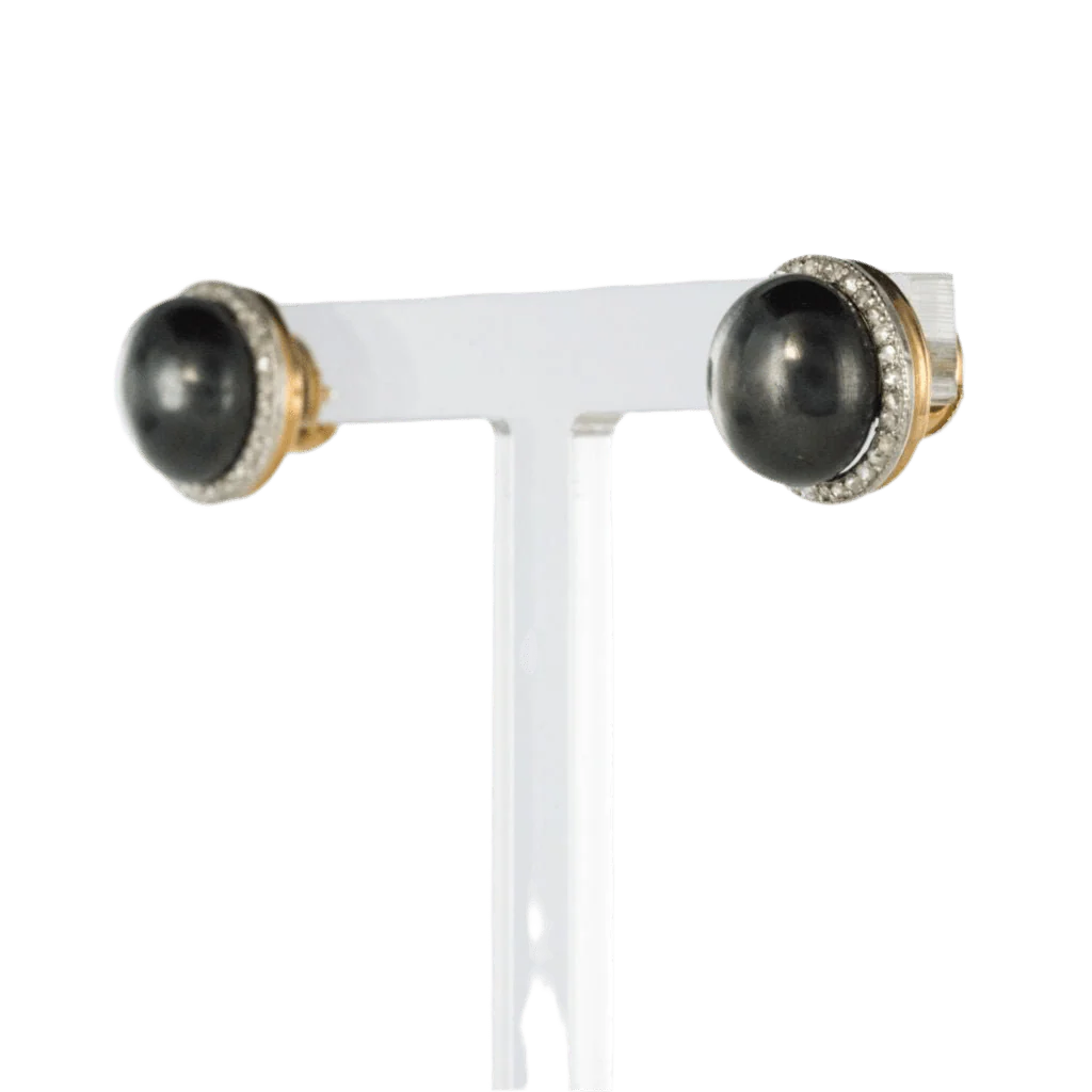 Earrings Fleas in yellow gold, paltinium, hematite and diamonds - Image 3