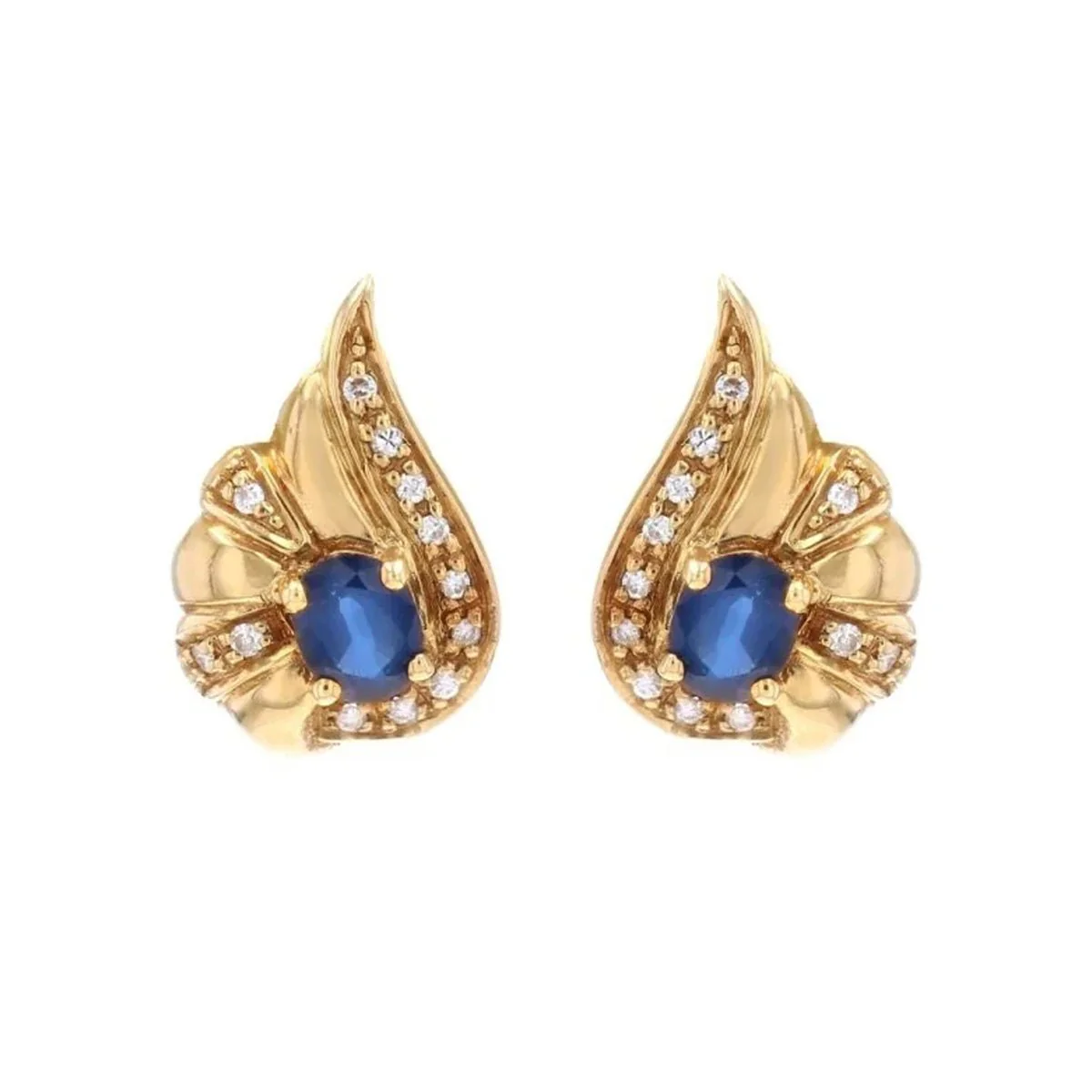 Noeud earrings in yellow gold, sapphires and diamonds