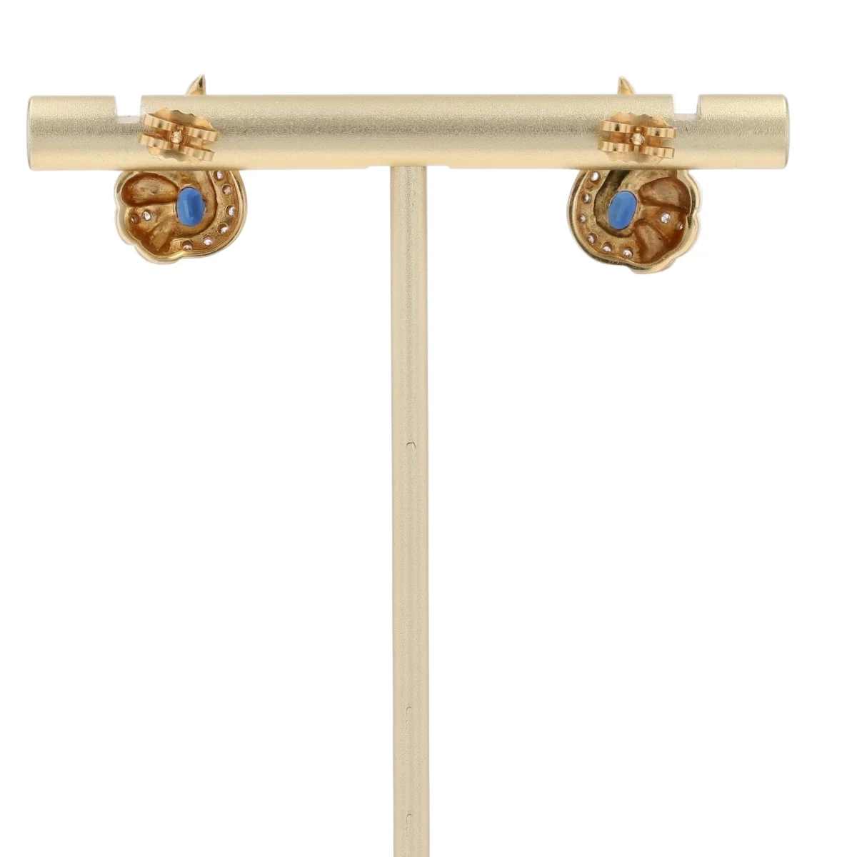 Noeud earrings in yellow gold, sapphires and diamonds - Image 4