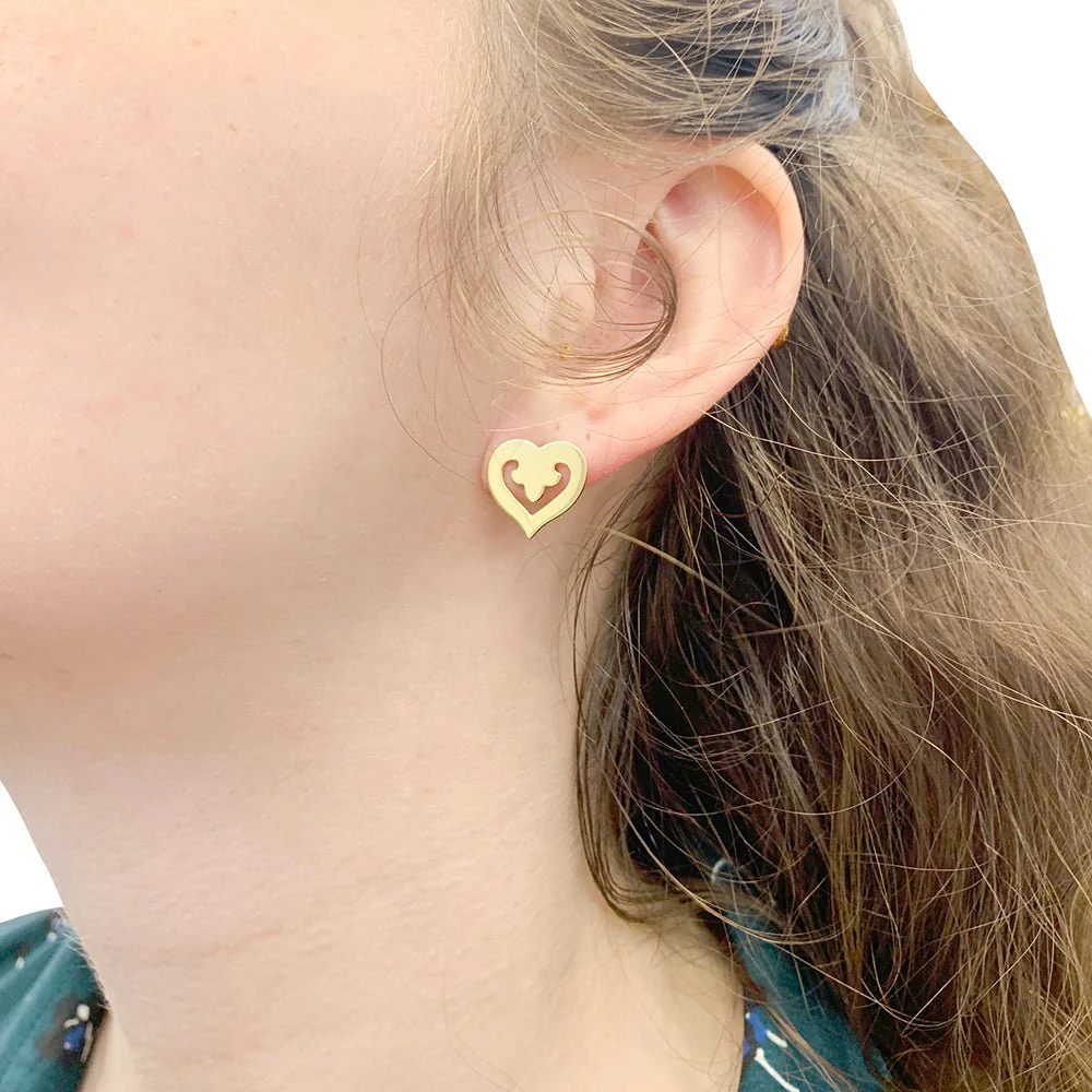 OJ PERRIN “Coeur Légende” earrings in yellow gold. - Image 4