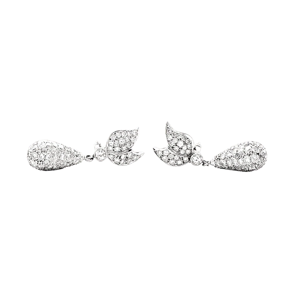 Boucles d'oreilles Pendantes en or blanc et diamants - Image 5