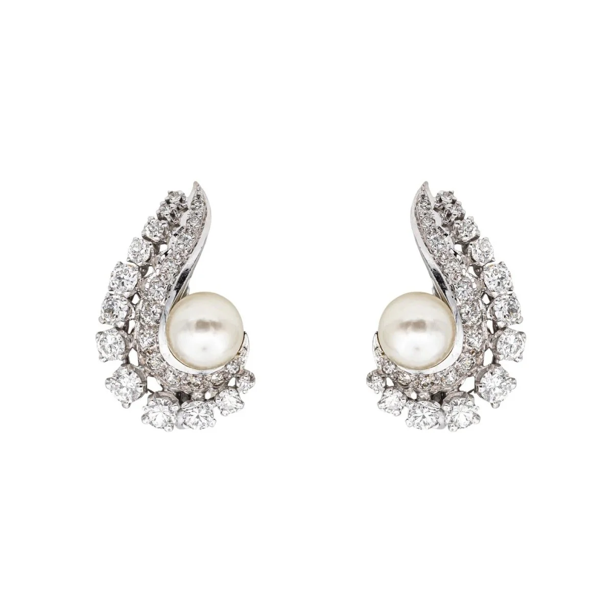 Earrings White gold Pearl