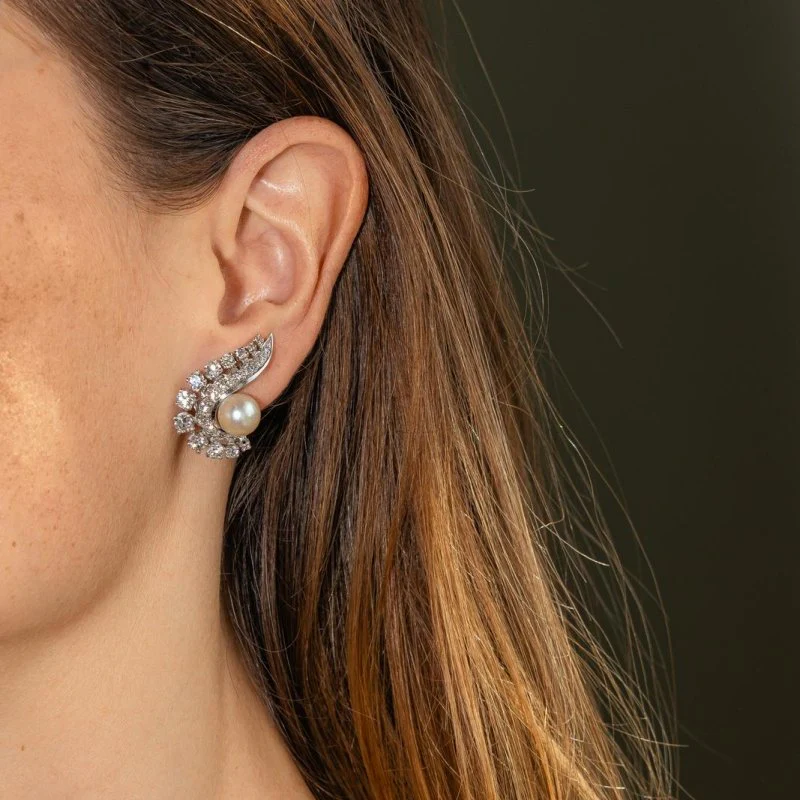 Earrings White gold Pearl - Image 2