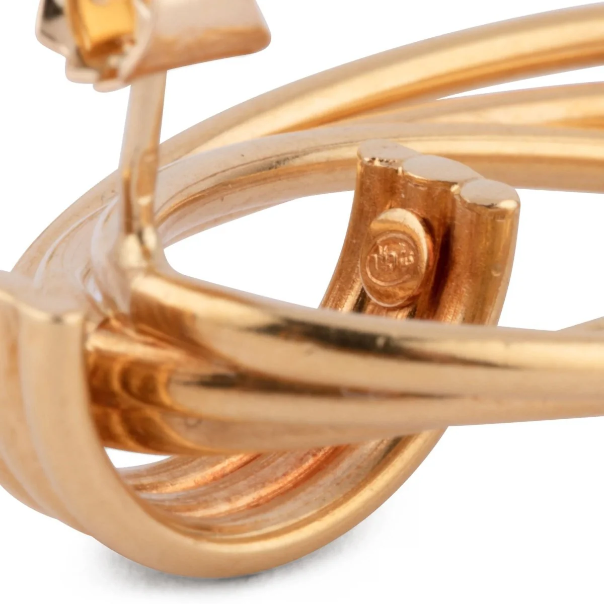 Yellow gold earrings with intertwined rings - Image 3