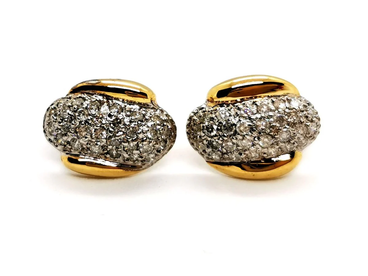 Earrings Diamond Chips in 2 Golds - Image 4