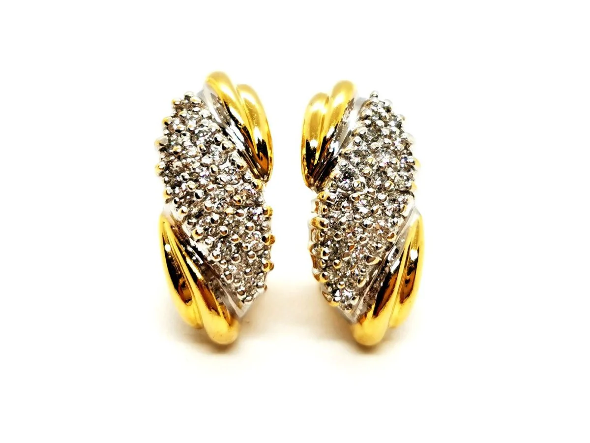 Yellow gold and diamond earrings