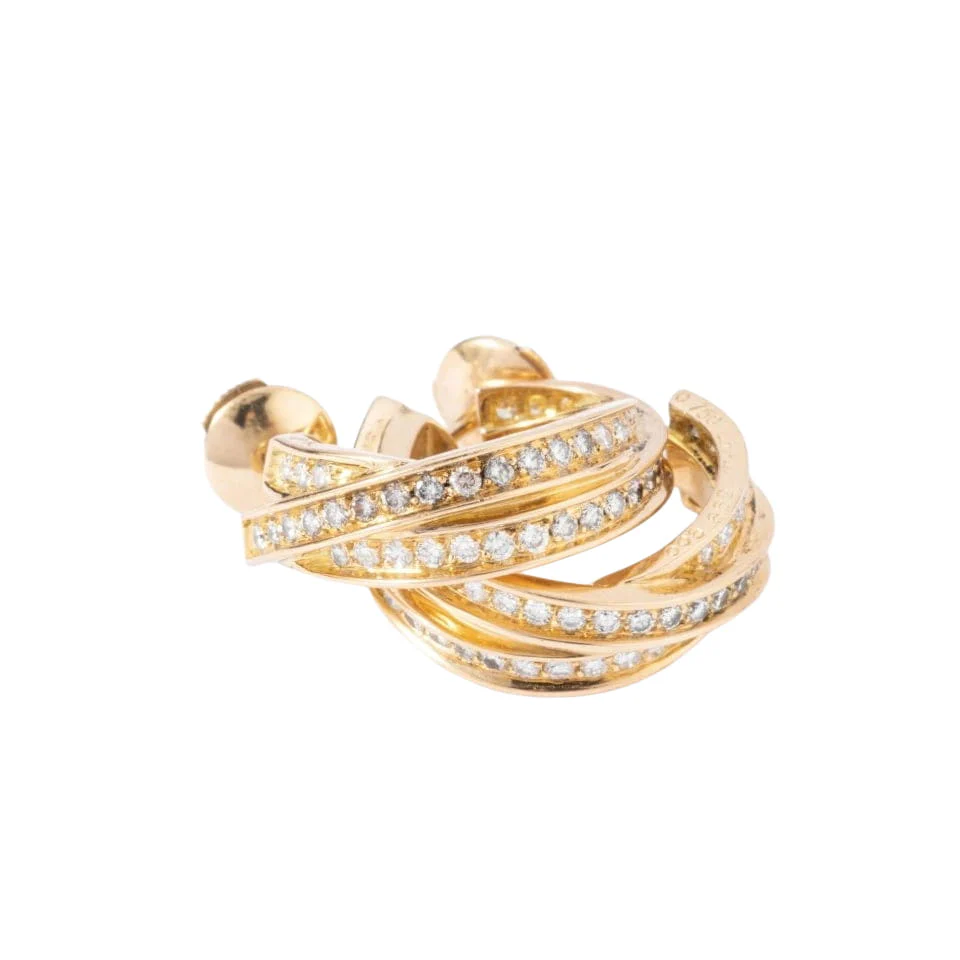 CARTIER “Trinity” Creole earrings in yellow gold and diamonds - Image 3