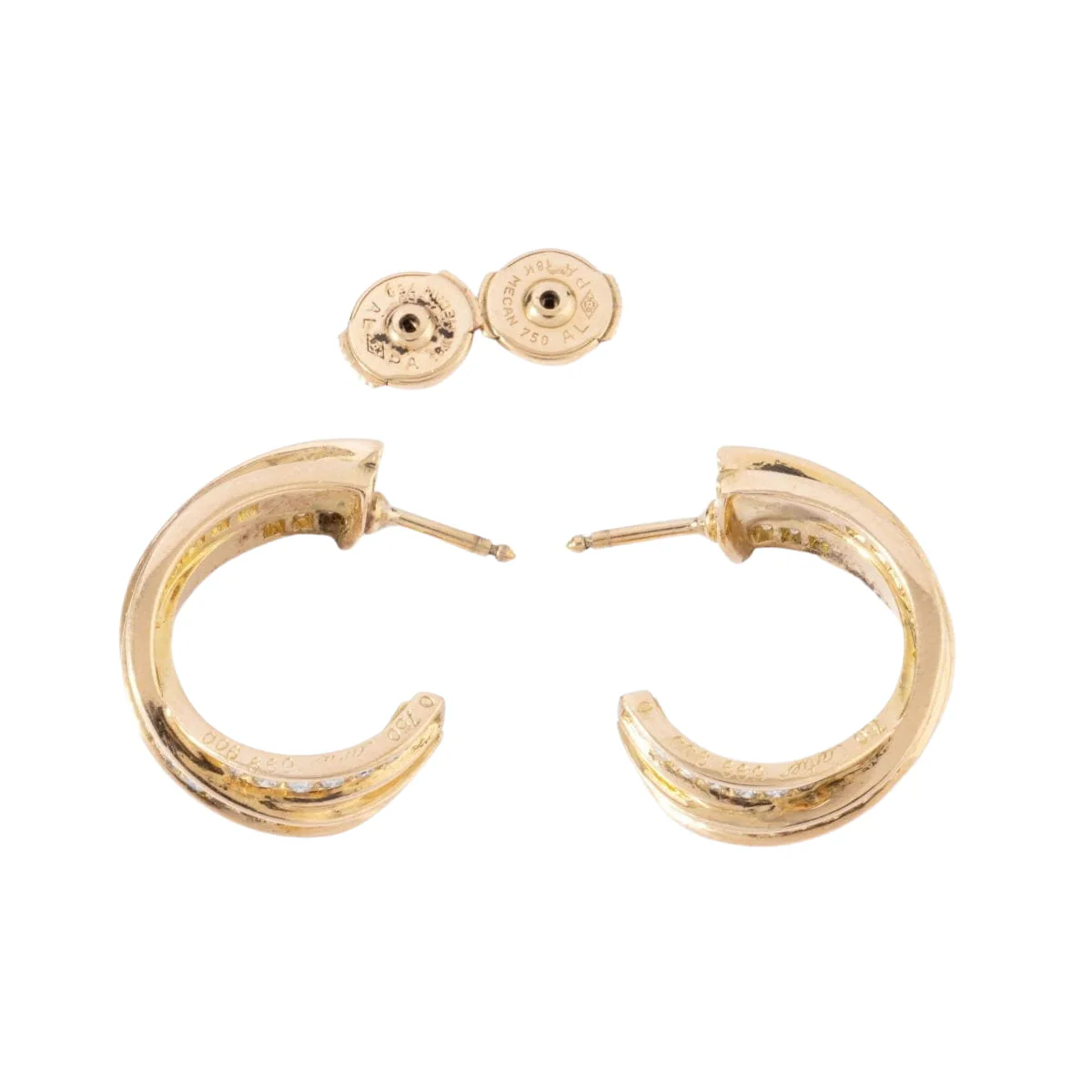 CARTIER “Trinity” Creole earrings in yellow gold and diamonds - Image 4