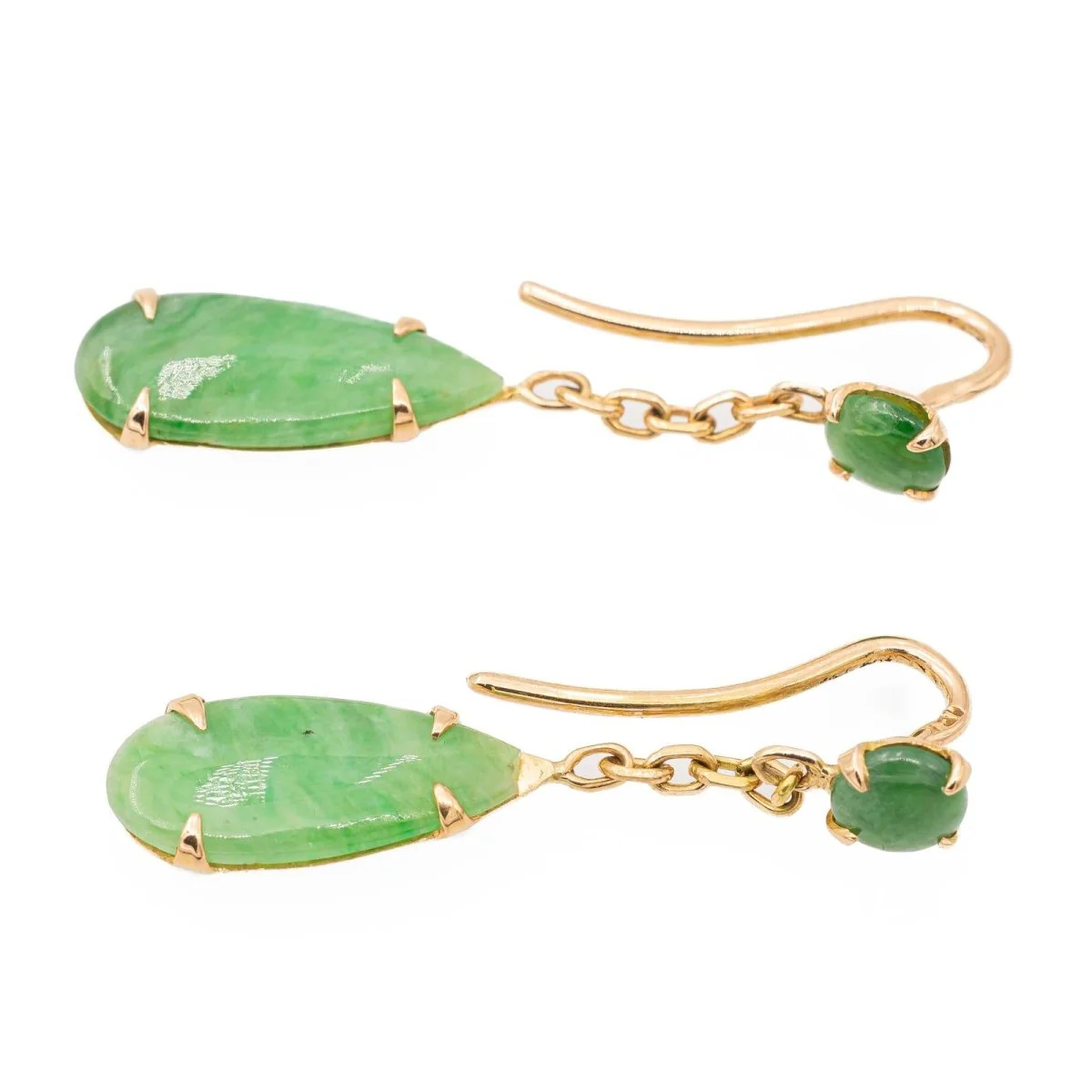Dangling earrings in yellow gold and jade - Image 3