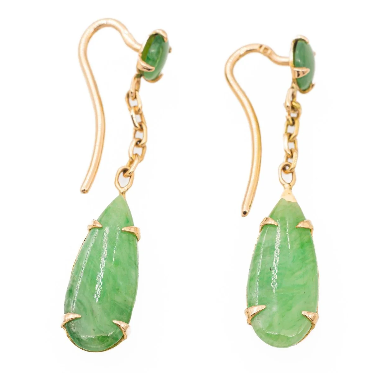 Dangling earrings in yellow gold and jade - Image 4