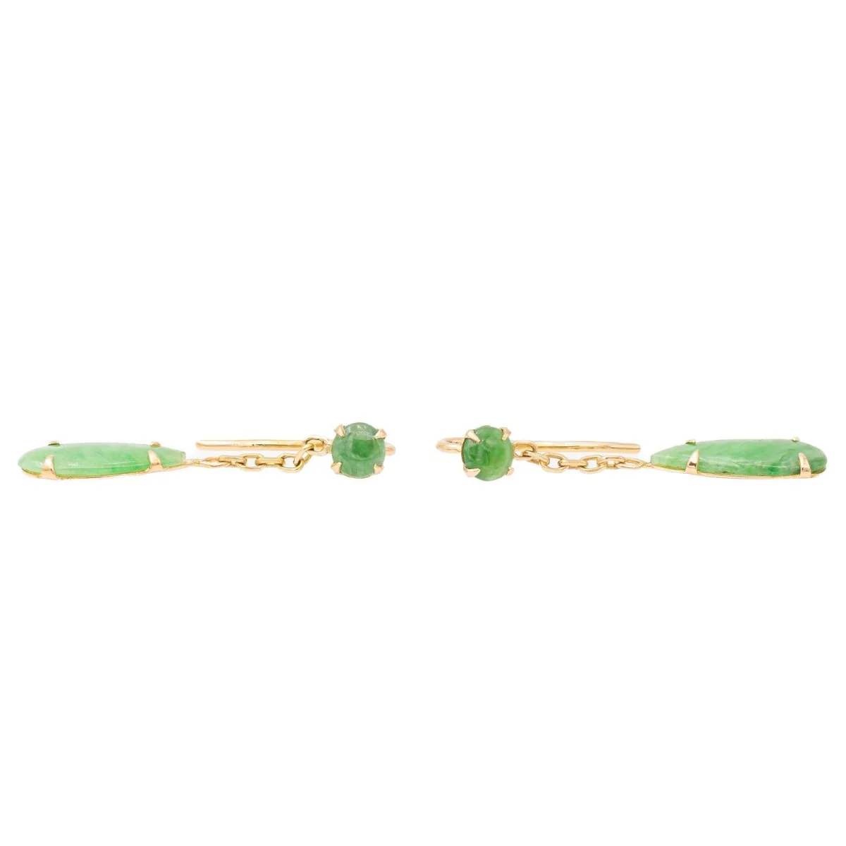 Dangling earrings in yellow gold and jade - Image 5