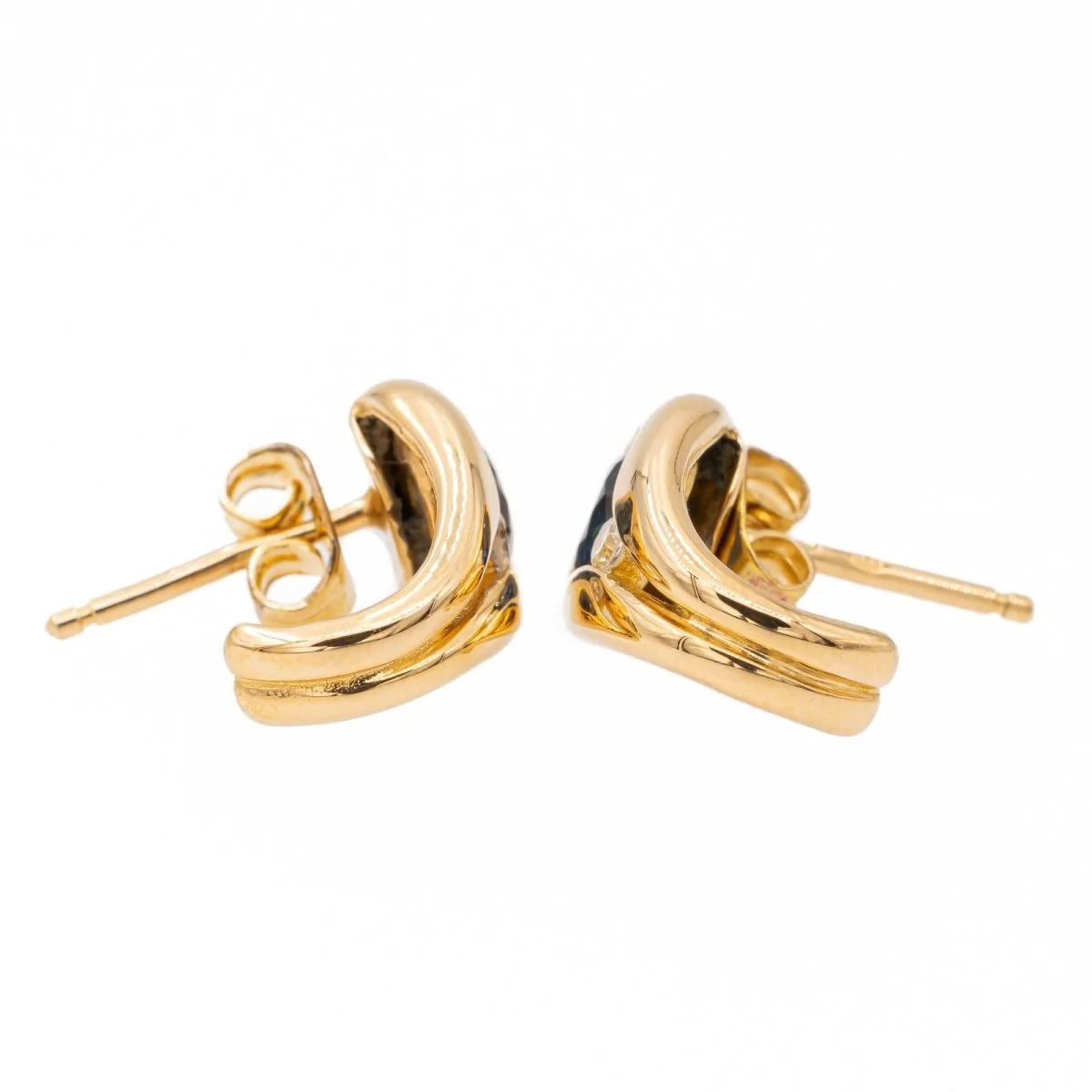Yellow gold Sapphire earrings - Image 3