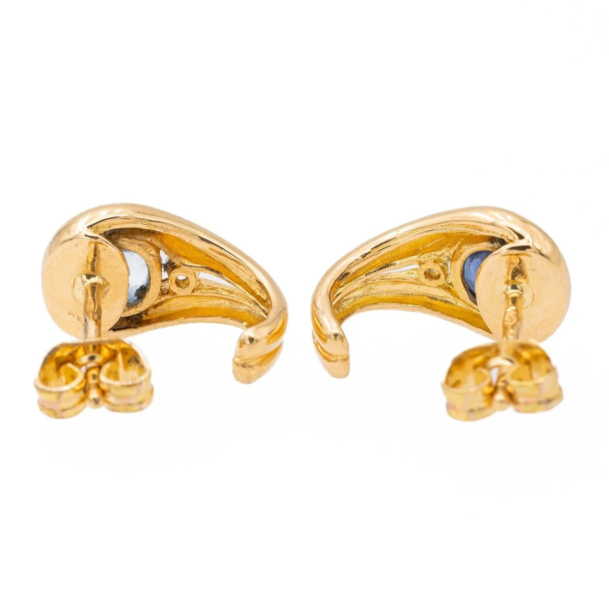 Yellow gold Sapphire earrings - Image 4