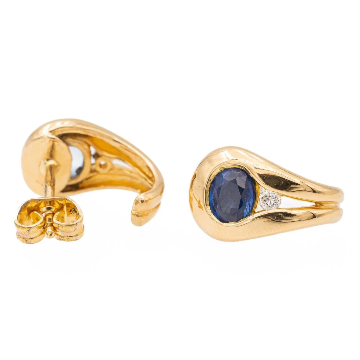 Yellow gold Sapphire earrings - Image 5