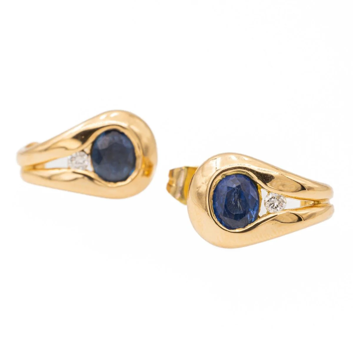 Yellow gold Sapphire earrings - Image 6