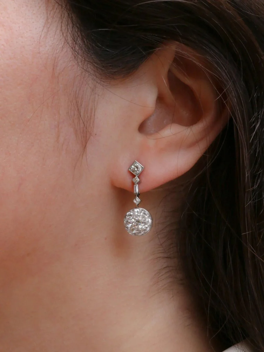 Art Deco diamond drop earrings - Image 7