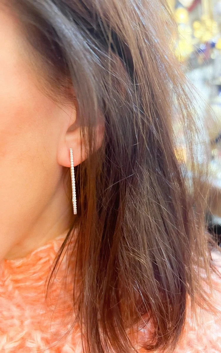Oval earrings in rose gold and diamonds - Image 3
