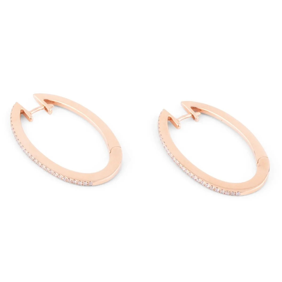 Oval earrings in rose gold and diamonds - Image 4