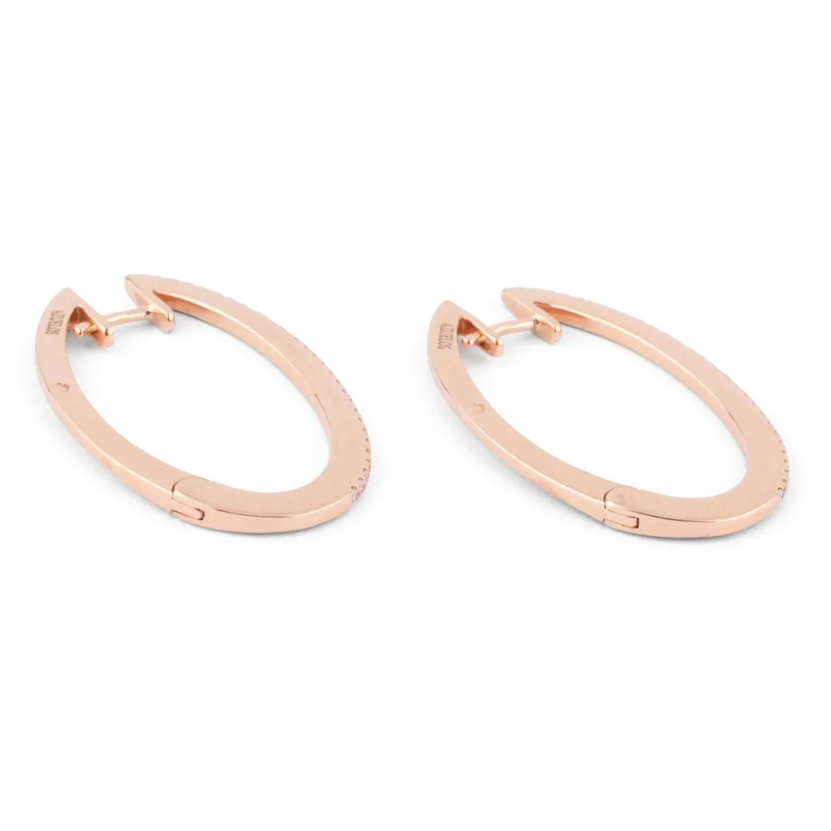 Oval earrings in rose gold and diamonds - Image 5